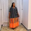 Agbeke Ankara Black and Orange 2 Tone kaftan