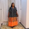 Agbeke Ankara Black and Orange 2 Tone kaftan