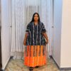 Agbeke Ankara Black and Orange 2 Tone kaftan
