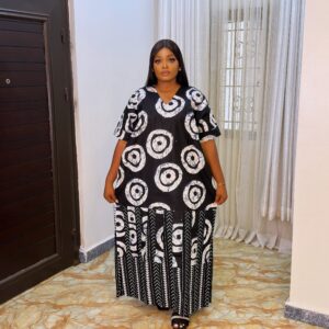 Agbeke Ankara Black and white 2 Tone Kaftan