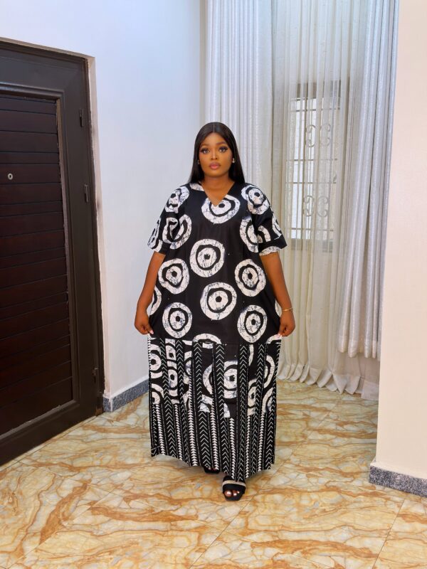 Agbeke Ankara Black and white 2 Tone Kaftan