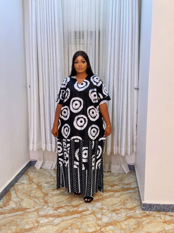 Agbeke Ankara Black and white 2 Tone Kaftan