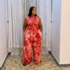 Agbeke Adire Smokey Jumpsuit (Wine)