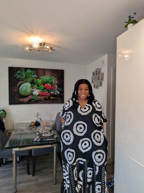 Linda Ankara Black and white 2 Tone Kaftan