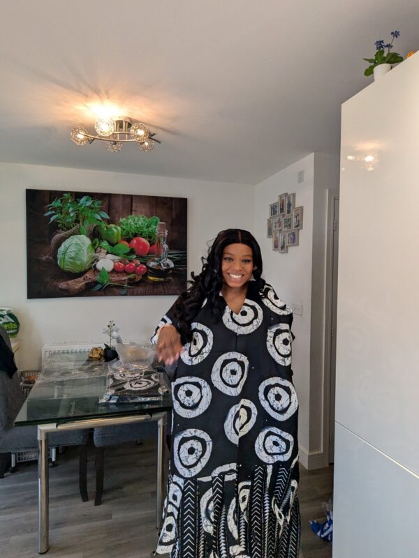 Linda Ankara Black and white 2 Tone Kaftan