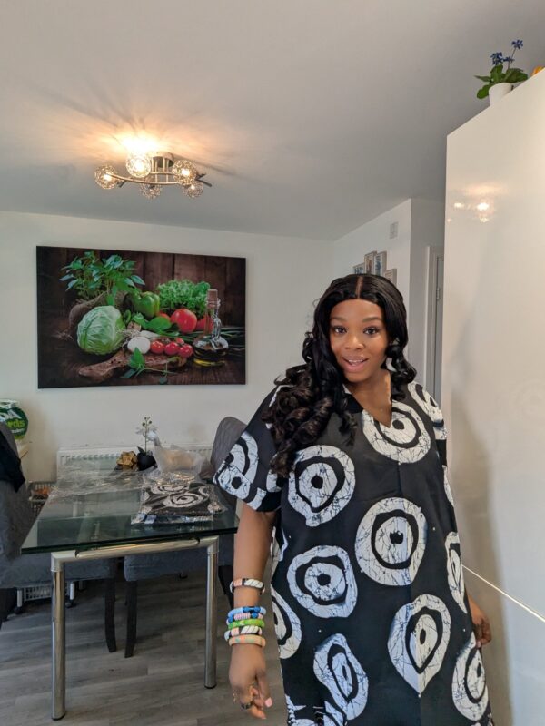Linda Ankara Black and white 2 Tone Kaftan