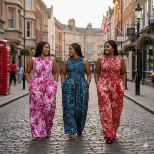 Agbeke Adire Smokey Jumpsuit (Purple)