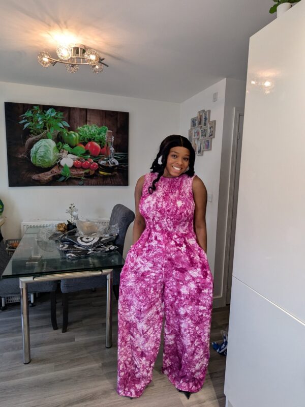 Daniella Adire Smokey Jumpsuit (Purple)