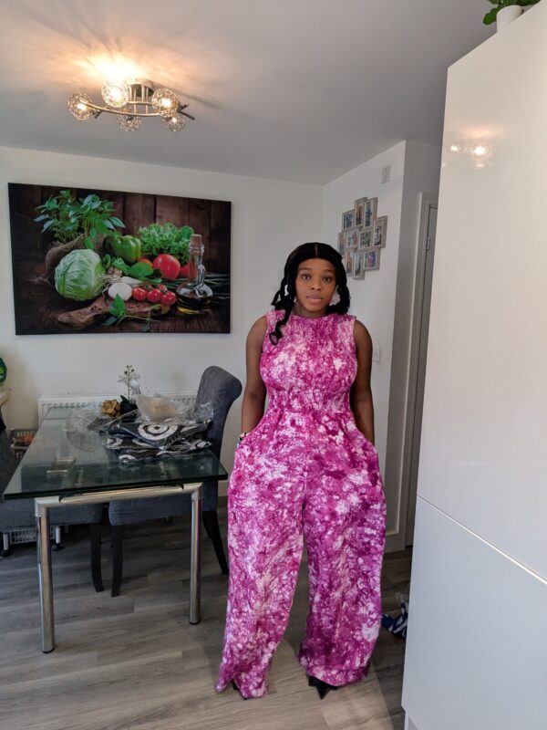 Daniella Adire Smokey Jumpsuit (Purple)