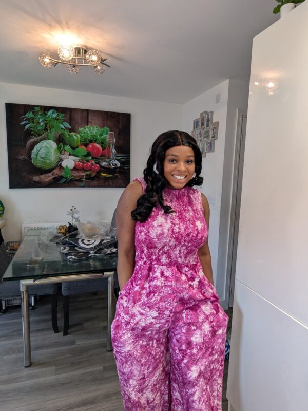 Daniella Adire Smokey Jumpsuit (Purple)