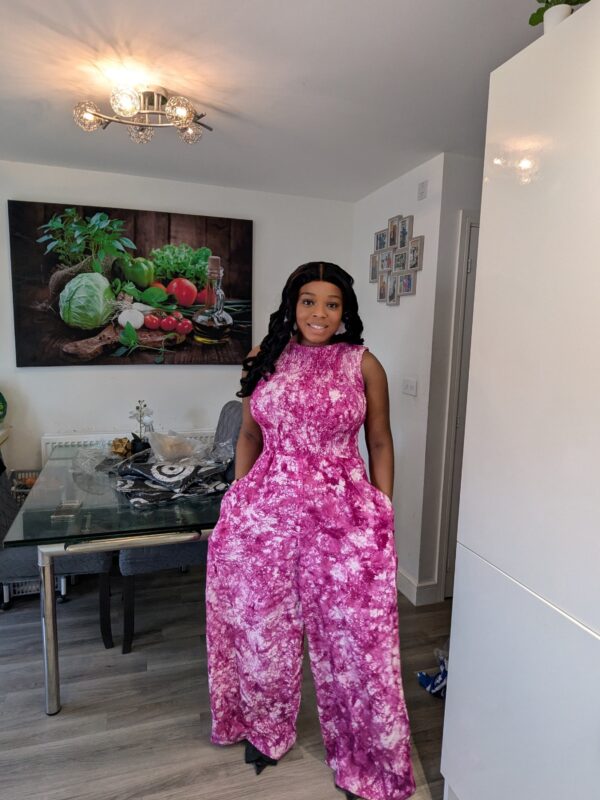 Daniella Adire Smokey Jumpsuit (Purple)