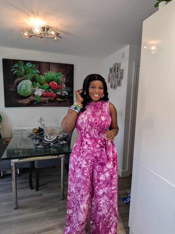Daniella Adire Smokey Jumpsuit (Purple)