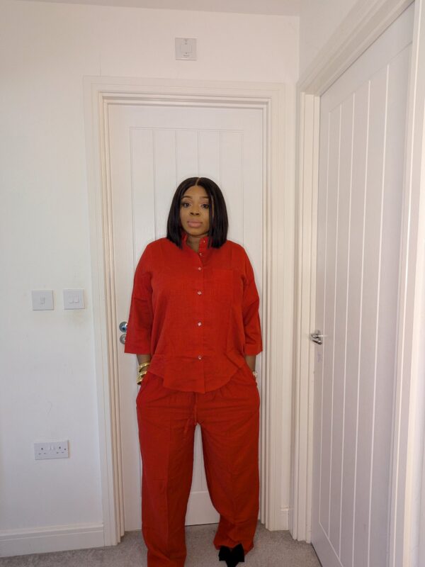 Agbeke Red 2 Piece Linen Set