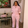 Agbeke Crepe 2 Piece Trouser Set (Pink)