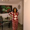 Agbeke Adire 2 Piece Trouser Set (Wine)