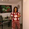 Agbeke Adire 2 Piece Trouser Set (Wine)