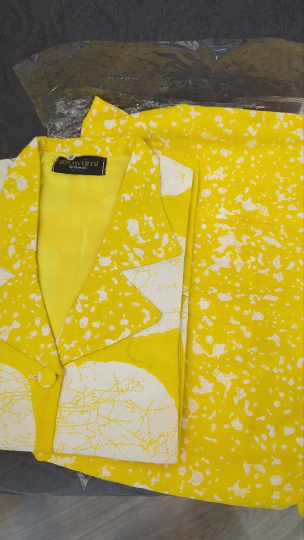 Agbeke Adire 2 Piece Trouser Set (Yellow)