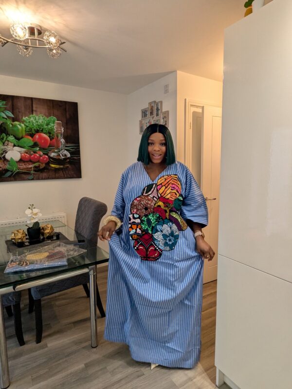 Monica Blue Crepe and Ankara Patch Bubu
