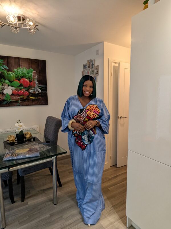 Monica Blue Crepe and Ankara Patch Bubu