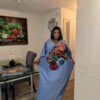 Monica Blue Crepe and Ankara Patch Bubu