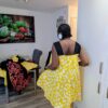 Adanna Ankara Yellow and Black Bow Dress