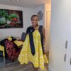 Adanna Ankara Yellow and Black Bow Dress