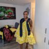 Adanna Ankara Yellow and Black Bow Dress