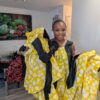 Adanna Ankara Yellow and Black Bow Dress
