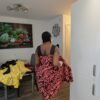 Adanna Ankara Pink and Black Bow Dress