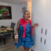 Adanna Ankara Blue and Red Bow Dress