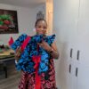 Adanna Ankara Blue and Red Bow Dress