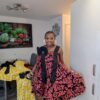 Adanna Ankara Pink and Black Bow Dress