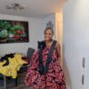 Adanna Ankara Pink and Black Bow Dress