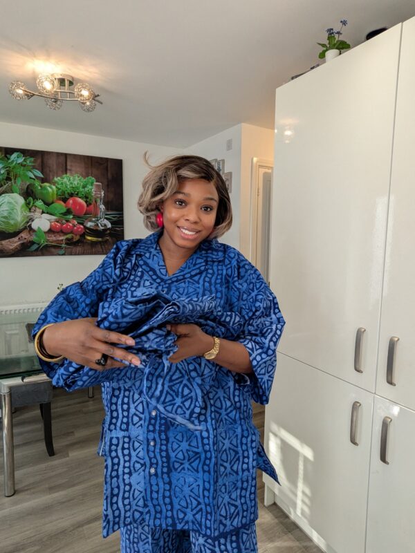 2026/08/1001722497-scaled.jpg Oge Adire Cotton 2 Piece Shirt Set
Fit up to size 24